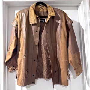 Vintage Avanti Leather Bomber Jacket & Convertible Vest w/ Removable Sleeves